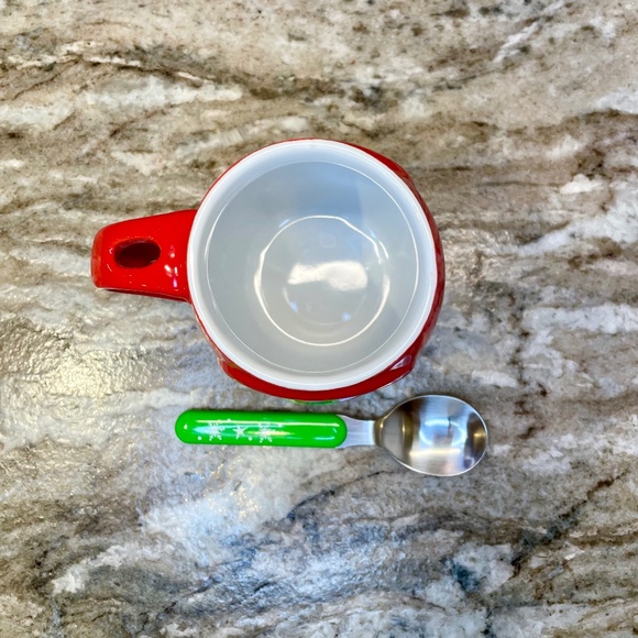 Disney Mickey & Minnie Mouse Red Christmas Mug Coffee Tea Cocoa & Green Spoon - Picture 3 of 11